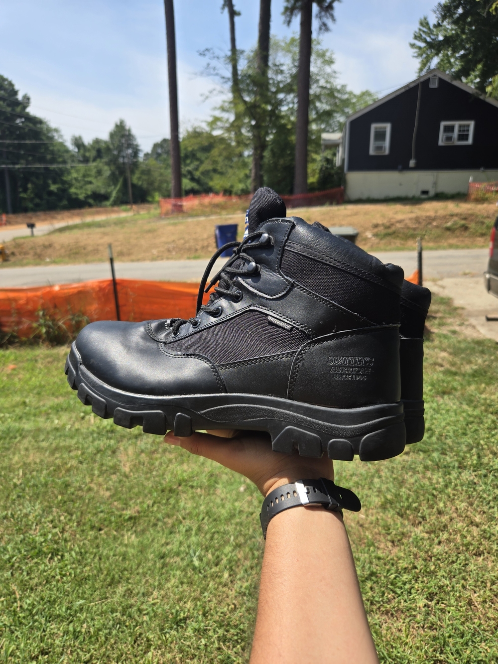 SMITH Black Tactical Work Boots - Lace-Up Ankle Support